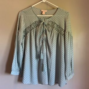 Loft | Women’s Size XS Patterned Tasseled Blouse